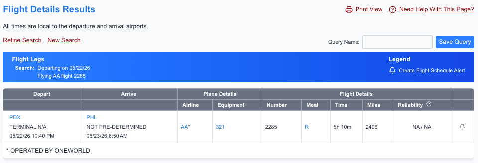 Flight details view used to compare adjacent seat options