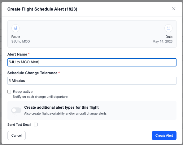 Comparing alternate flights after a schedule change