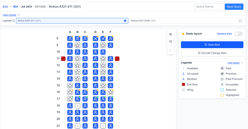 Seat Alert notification for a preferred seat opening